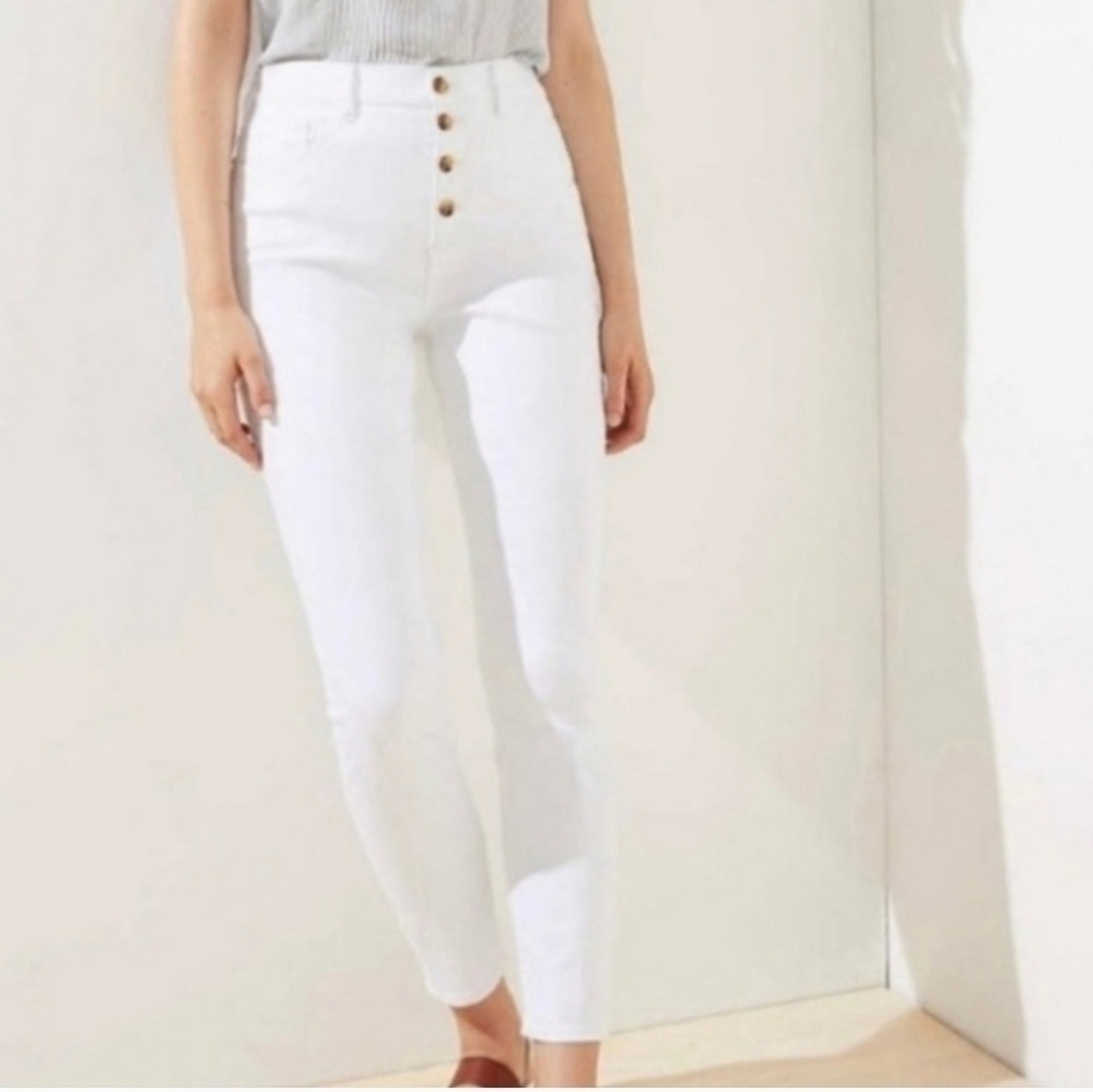 Loft White Jeans Modern High Rise Slim Size 00/24 NWOT